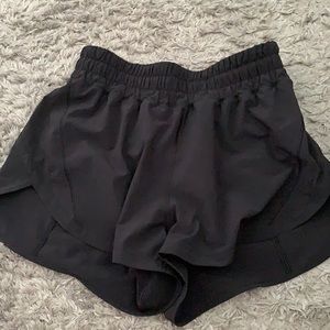Lululemon black track that 3 inch shorts